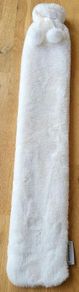 Long Hot Water Bottle with White Fleecy Cover