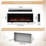 50" Wall Mounted Electric Fireplace, Winslow, Black With 1kW-2kW Heater, 9 Colour LED Flame Effect, Logs & Crystals Included, Touch Screen & Remote Control, TV Safe Media Wall Image 3