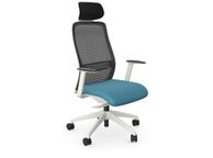 main image for ad NV High Back Swivel Mesh Chair Lime White Frame with adjustable arms and headrest