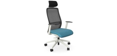 NV High Back Swivel Mesh Chair Lime White Frame with adjustable arms and headrest