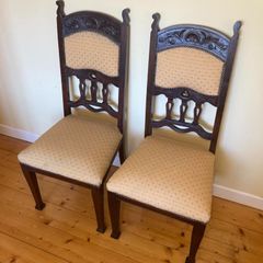 Vintage Solid Wood Chairs, Matching Pair (High Back)
