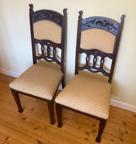 Vintage Solid Wood Chairs, Matching Pair (High Back)