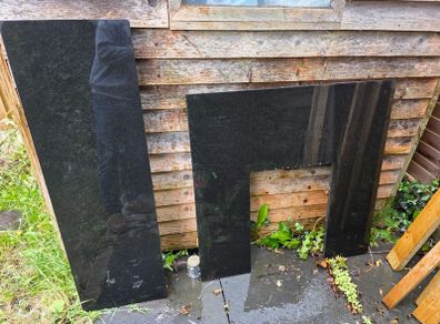 Granite Ram-Head Surround and granite fireplace heart. Dimensions are on the photos. Can sell separety