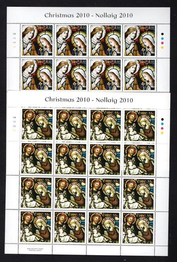 2010 Ireland Christmas Commemorative Stamps Sheetlet Plate 1A1A1A1A Mint Never Hinged (MNH)