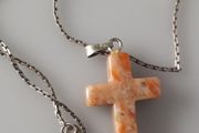 PINK - Natural Stone - Cross on 925 Silver Chain