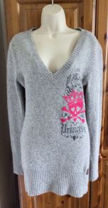 Disneyland Paris Ladies Grey Wool & Angora Pirate & Princess Jumper dress M includes post