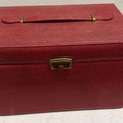 Large Burgundy Vintage Style Jewellery Box with Mirror and Drawers