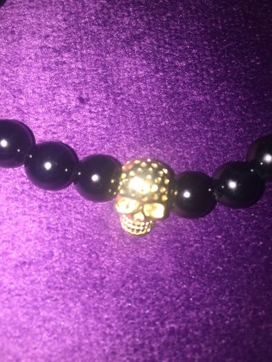 Northskull skull charm bracelet men One Size Black onyx