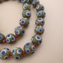 Vintage Venetian Style Thousand Eyes Leaf Green Glass,Blue Eyes Necklace 24 inches Image 6