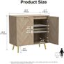 Sideboards for Living Room Wooden Storage Cabinet Herringbone Small Sideboard with Adjustable Shelves Image 2