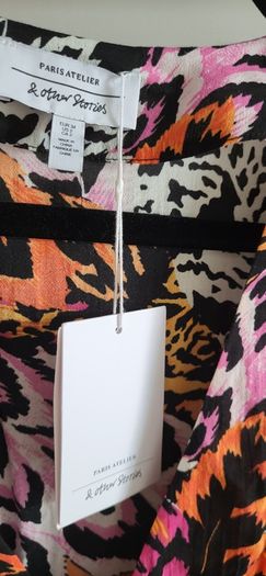 & other stories multi print slits dress Sz 34 (Fit6-8UK) - Bnwt Rrp 99
