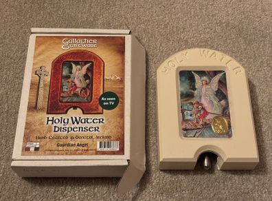 Handcrafted Donegal Holy Water Dispenser With Guardian Angel Plaque