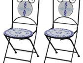Folding Bistro Chairs 2 pcs Ceramic Blue and White