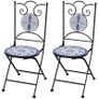 Folding Bistro Chairs 2 pcs Ceramic Blue and White Image 5
