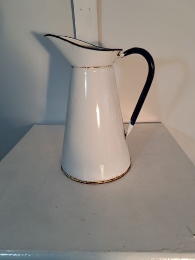 White Enamel Water Pitcher