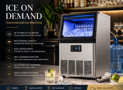 Commercial Ice Machine 41kg Day 6kg Storage Ice Maker