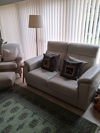 Stunning Harvey Norman Cream Italian Leather Two Seater Sofa