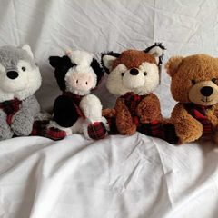 Aurora Plush Toys with Scarfs Set of Four Brand New With Tags