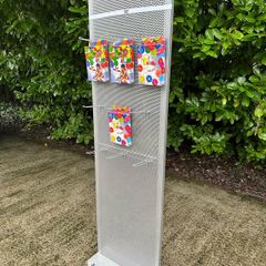 Large Silver Shop Display Stand With Hooks