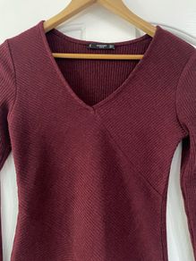 Mango Burgundy Knitted Dress