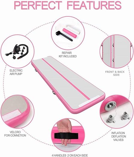 Air Tumbling Track Gymnastics Mat Inflatable 10ft 13ft 16ft 20ft Tumble Mats 4 Inch Thickness Air Roller Gymnastics Barrel Back Handspring Trainer /Yoga/Training/Cheerleading/Water Fun with Electric Pump (FREE POSTAGE)