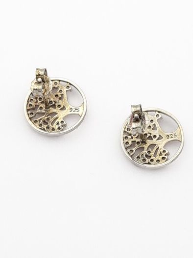 Vintage 925 Sterling Silver Tree Of Life Earrings