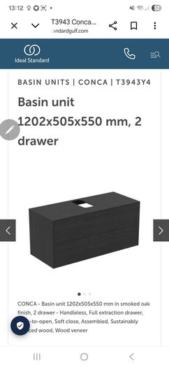 Vanity Unit 1200mm - 2 Drawers