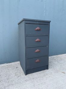 Vintage 4-Drawer Bedside Chest - Farrow & Ball Railings