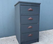 Vintage 4-Drawer Bedside Chest - Farrow & Ball Railings