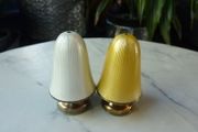 David Andersen Norway. Pair of Sterling Silver Gilt and Guilloche Enamel Toadstool Salt and Pepper Shakers
