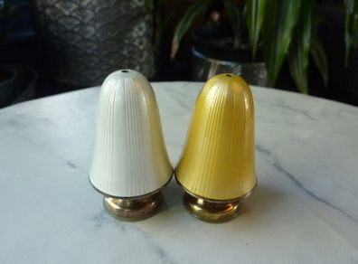 David Andersen Norway. Pair of Sterling Silver Gilt and Guilloche Enamel Toadstool Salt and Pepper Shakers