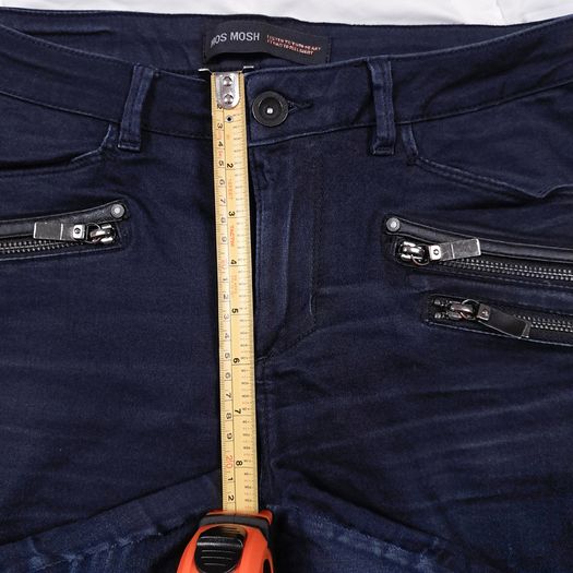 Mos Mosh Dark Blue Moto Biker Zip Detail Skinny Denim Jeans Size 28/10UK/38EU