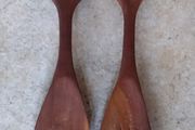 Vintage : Handcarved Elephant Wooden Fork and Spoon