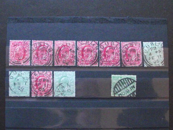 A small collection of used Great Britain stamps with cancellation's mark from Irish Post offices
