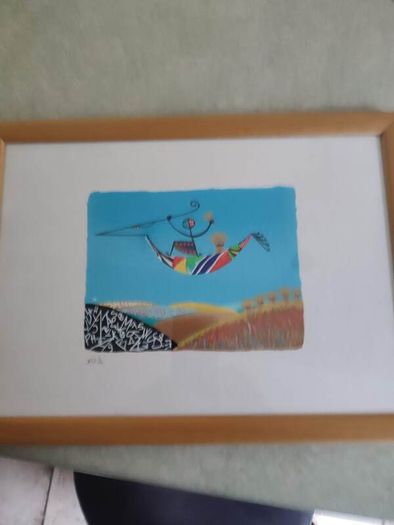 The Harvesting Framed Signed Stamped Certifate By Meloniski -il Metitore -serigrafia 1999 25 X 35 Cm. The Print Is 18.5 X 14 Cm.