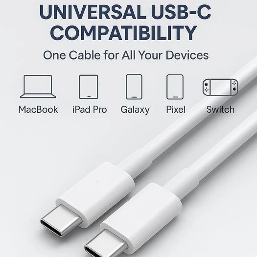 USB C to USB C Charger Cable for iPhone 15/16 Fast Charging, 1M 60W Type C Charging Fast Charging Cable for iPhone16/16 Pro/15/15 Plus/15 Pro/15 Pro Max, iPad Pro/Air/Mini,Mac (White, 2M)