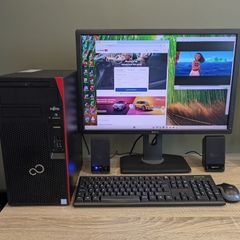 Intel i7-7700 CPU Tower PC Fujitsu Esprimo 1TB 16GB DDR4 24" LCD Win 11 Office 24 Pro, Wifi, Bluetooth