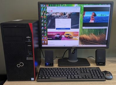 Intel i7-7700 CPU Tower PC Fujitsu Esprimo 1TB 16GB DDR4 24" LCD Win 11 Office 24 Pro, Wifi, Bluetooth