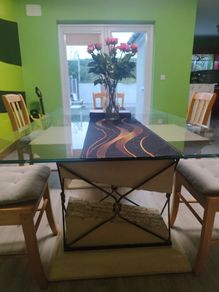 Dinning glass table with 6 chairs
