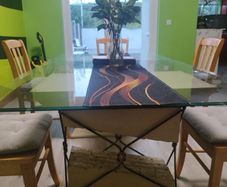 Dinning glass table with 6 chairs