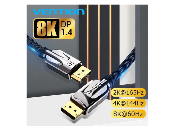 VENTION 3M Premium DisplayPort 1.4 UHD/3D 8K (7680x4320@60Hz) 32.4Gbps Luxury Model (Zinc Alloy/Nylon Braided/Gold Plated) Cable (Brand New/Warranty)