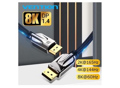 VENTION 3M Premium DisplayPort 1.4 UHD/3D 8K (7680x4320@60Hz) 32.4Gbps Luxury Model (Zinc Alloy/Nylon Braided/Gold Plated) Cable (Brand New/Warranty)