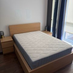 Malm bed with 4 drawers, mattress and lockers