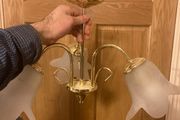 Vintage brass ceiling light postage available