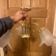 Vintage brass ceiling light postage available