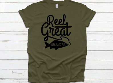 Reel Great Grandpa Dad Shirt Custom Shirt Fishing Fathers Day Gift Birthday Gift Mens Shirt Pregnancy Announcement