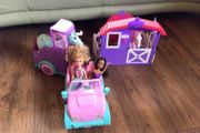 Sparkle Girlz Doll Stable Car and Horse Carrier Bundle