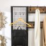 _Large Coat Stand with Bench, Clothes Rack with 9 Coat Hooks and Shoe Rack, with Grid Wall, 185 cm High, Lots of Storage, for Hallway / Bedroom, Vintage Look, Dark Brown Image 5