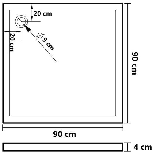Shower Base Tray with Dots White 90x90x4 cm