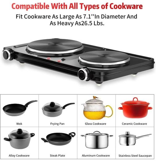 Electric Hot Plate, 2500W Portable Electric Stove,Double Hot Plate, Burner for cooking,Cooktop for Dorm Office Home Camp, Compatible with All Cookware (FREE POSTAGE)